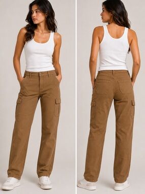 Well Worn Women’s High-Rise Tencel Blend Stretch Cargo Pants Tan Size 6/28 NWT